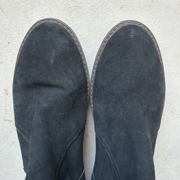 Clarks Airabell Black Suede Platform Ankle Boots Women’s 11 Side Zip Wedge - Picture 4 of 9